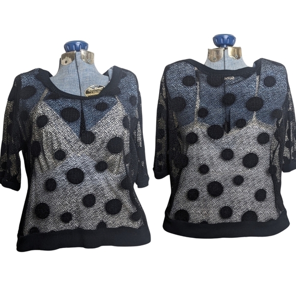 Mod Polkadot Netting Pull-Over Top Women's Size Medium - Picture 1 of 5